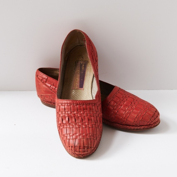 80s - SUSAN BENNIS - WARREN EDWARDS - Loafer - Men\'s - 10 - Red - Woven
